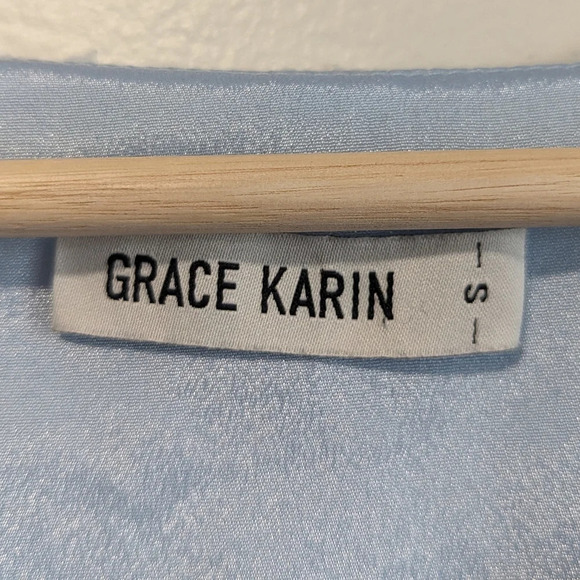 Grace Karin Belle Sleeves Blue Dotted Sun Dress Size Small - Picture 5 of 12